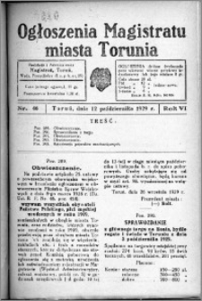 Ogłoszenia Magistratu Miasta Torunia 1929, R. 6, nr 46