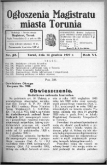 Ogłoszenia Magistratu Miasta Torunia 1929, R. 6, nr 53