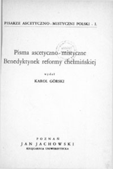 Pisma ascetyczno-mistyczne Benedyktynek reformy chełmińskiej