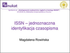 ISSN - jednoznaczna identyfikacja czasopisma