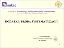 Dodatki - próba systematyzacji