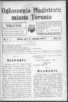 Ogłoszenia Magistratu Miasta Torunia 1930, R. 7, nr 2