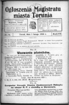 Ogłoszenia Magistratu Miasta Torunia 1930, R. 7, nr 6