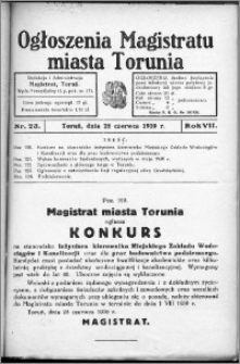 Ogłoszenia Magistratu Miasta Torunia 1930, R. 7, nr 23