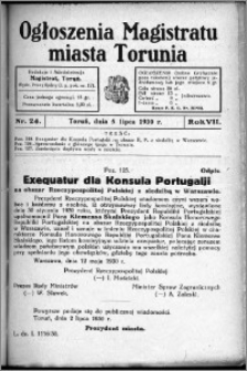 Ogłoszenia Magistratu Miasta Torunia 1930, R. 7, nr 24