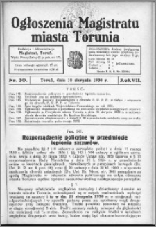 Ogłoszenia Magistratu Miasta Torunia 1930, R. 7, nr 30