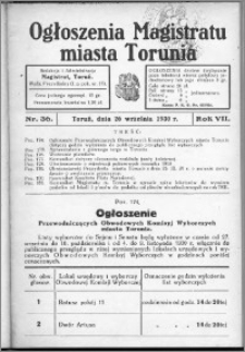 Ogłoszenia Magistratu Miasta Torunia 1930, R. 7, nr 36