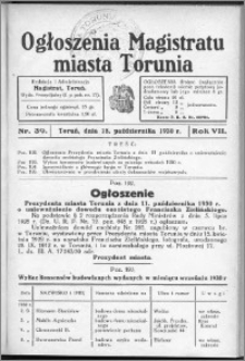 Ogłoszenia Magistratu Miasta Torunia 1930, R. 7, nr 39