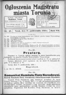 Ogłoszenia Magistratu Miasta Torunia 1930, R. 7, nr 42