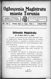 Ogłoszenia Magistratu Miasta Torunia 1931, R. 8, nr 24