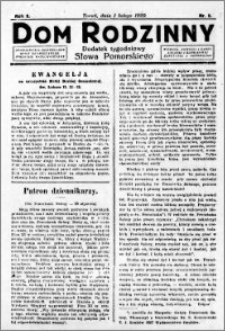 Dom Rodzinny : dodatek tygodniowy Słowa Pomorskiego, 1929.02.01 R. 5 nr 5