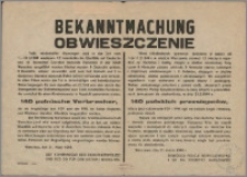Obwieszczenie : Mimo kilkakrotnych upomnień dokonano w czasie od 1 do 11.3.1944 r. w mieście Warszawie znowuż 12 niecnych napadów na Niemców [...]