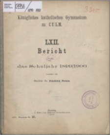 Bericht über das Schuljahr 1899/1900