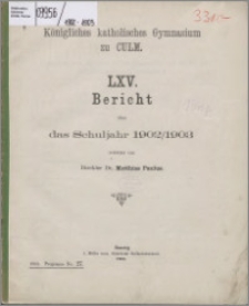 Bericht über das Schuljahr 1902/1903