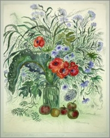 Kwiaty w wazonie (maki i chabry z Koszelówki)