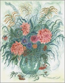 Kwiaty w wazonie z jarzębiną