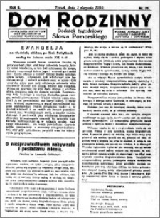 Dom Rodzinny : dodatek tygodniowy Słowa Pomorskiego, 1930.08.01 R. 6 nr 31