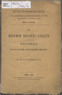 Bischof Balduin Gallus von Kruszwica : Polens erster lateinischer Chronist