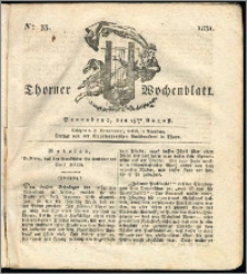 Thorner Wochenblatt 1831, Nro. 33 + Intelligenz Nachrichten, Beilage