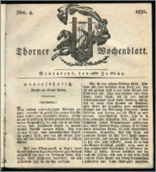 Thorner Wochenblatt 1832, Nro. 4 + Intelligenz Nachrichten