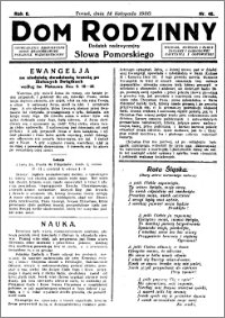 Dom Rodzinny : dodatek tygodniowy Słowa Pomorskiego, 1930.11.14 R. 6 nr 46