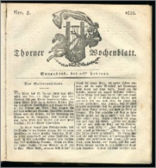 Thorner Wochenblatt 1835, Nro. 8 + Beilage