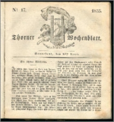 Thorner Wochenblatt 1835, Nro. 17 + Beilage