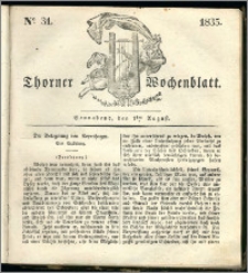 Thorner Wochenblatt 1835, Nro. 31 + Beilage, Zweite Beilage