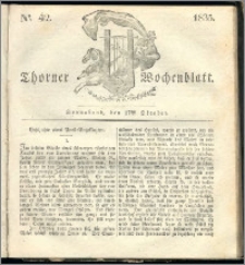 Thorner Wochenblatt 1835, Nro. 42 + Beilage, Thorner wöchentliche Zeitung