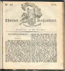 Thorner Wochenblatt 1835, Nro. 47 + Beilage, Thorner wöchentliche Zeitung