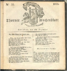 Thorner Wochenblatt 1835, Nro. 52 + Beilage, Thorner wöchentliche Zeitung