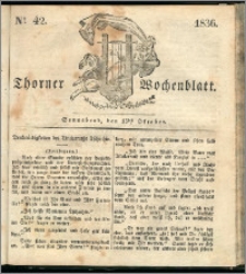 Thorner Wochenblatt 1836, Nro. 42 + Beilage, Thorner wöchentliche Zeitung