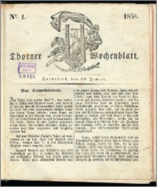 Thorner Wochenblatt 1838, Nro. 1 + Beilage, Thorner wöchentliche Zeitung