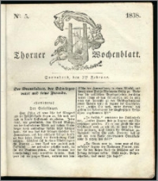 Thorner Wochenblatt 1838, Nro. 5 + Beilage, Thorner wöchentliche Zeitung
