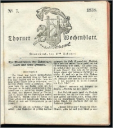 Thorner Wochenblatt 1838, Nro. 7 + Beilage, Thorner wöchentliche Zeitung