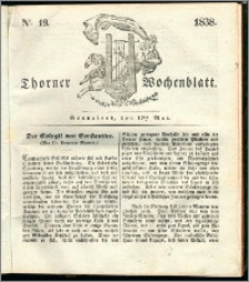 Thorner Wochenblatt 1838, Nro. 19 + Beilage, Thorner wöchentliche Zeitung