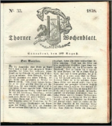 Thorner Wochenblatt 1838, Nro. 33 + Beilage, Thorner wöchentliche Zeitung