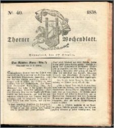 Thorner Wochenblatt 1838, Nro. 40 + Beilage, Extra-Blatt, Thorner wöchentliche Zeitung