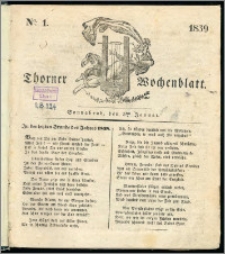 Thorner Wochenblatt 1839, Nro. 1 + Beilage, Thorner wöchentliche Zeitung