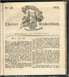 Thorner Wochenblatt 1839, Nro. 46 + Beilage, Thorner wöchentliche Zeitung