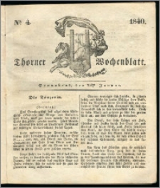 Thorner Wochenblatt 1840, Nro. 4 + Beilage, Thorner wöchentliche Zeitung