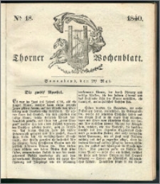 Thorner Wochenblatt 1840, Nro. 18 + Beilage, Thorner wöchentliche Zeitung