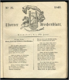 Thorner Wochenblatt 1840, Nro. 26 + Beilage, Thorner wöchentliche Zeitung