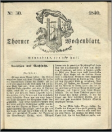 Thorner Wochenblatt 1840, Nro. 30 + Beilage, Thorner wöchentliche Zeitung