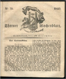 Thorner Wochenblatt 1840, Nro. 39 + Beilage, Thorner wöchentliche Zeitung