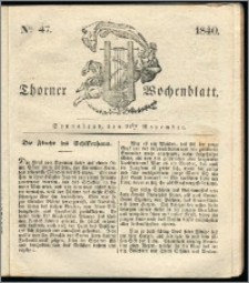 Thorner Wochenblatt 1840, Nro. 47 + Beilage, Zweite Beilage, Thorner wöchentliche Zeitung