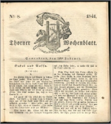 Thorner Wochenblatt 1841, Nro. 8 + Beilage, Thorner wöchentliche Zeitung
