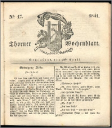 Thorner Wochenblatt 1841, Nro. 17 + Beilage, Thorner wöchentliche Zeitung