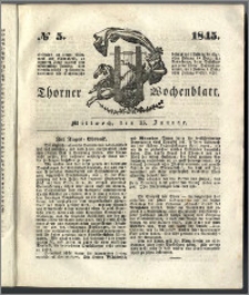 Thorner Wochenblatt 1845, No. 5 + Beilage