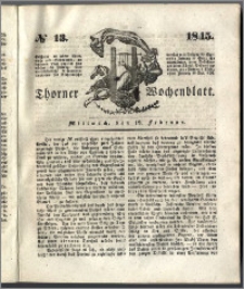 Thorner Wochenblatt 1845, No. 13 + Beilage